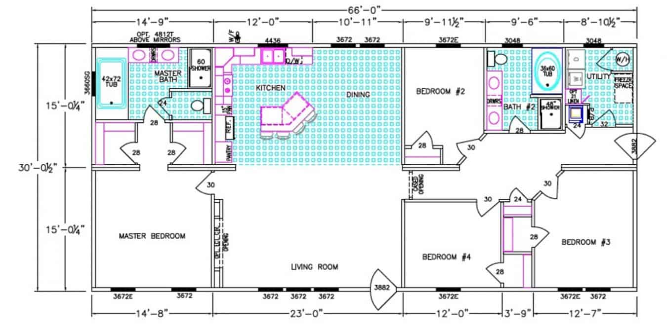 32 x 70 Franklin The Grove, 4 Bed - Pioneer Manufactured Homes
